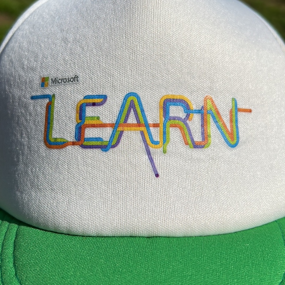 Y2k Microsoft Learn Computers White Green Trucker… - image 2